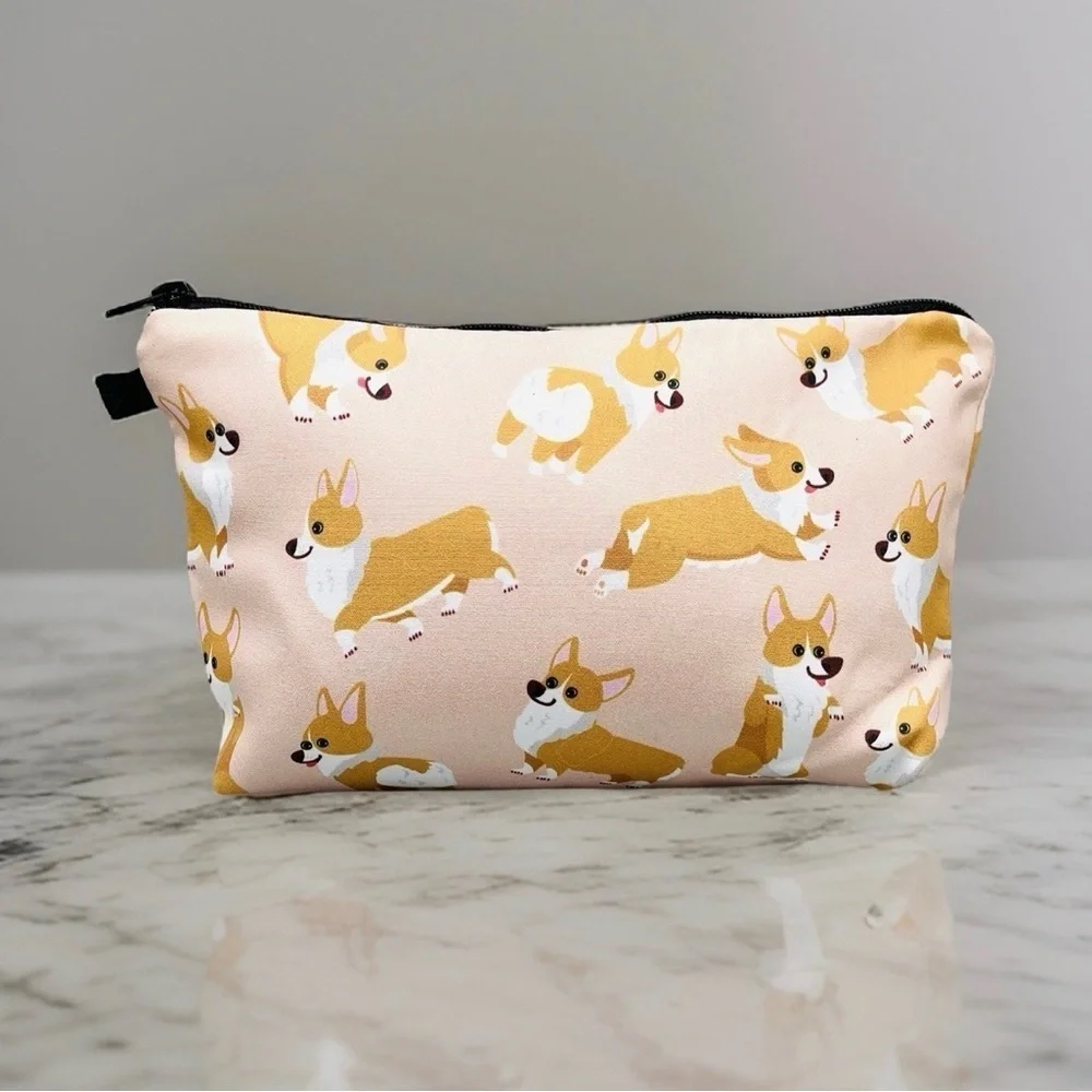 Cute Corgi and Totoro Kids Pouch Bundle, Pencil Case or Cosmetic Makeup bag